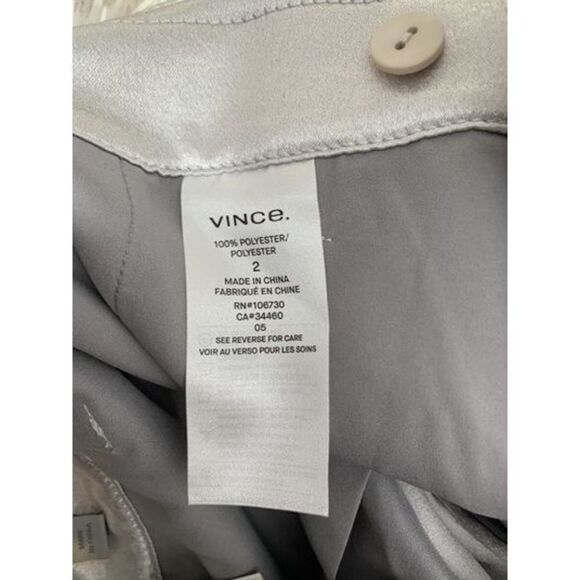 Vince Women's Metallic Silver Satin Wide Leg Crop Pants Size 2 NWT - Picture 8 of 9